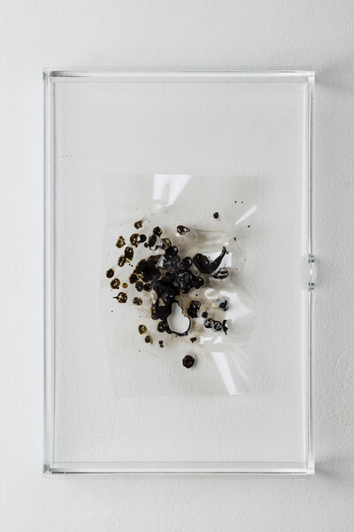 Transparent paper on transparent paper, 2014. 15 x 10 cm. Burnt transparent paper. - © Ben Elliot