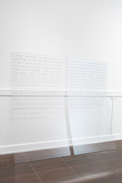t-board, 2016. Helvetica on polycarbonate, 150 x 80 cm. - © Ben Elliot