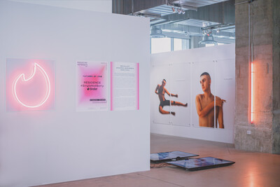 Tinder #freetoexplore #swipelife, 2019. Exhibition view, Magasins Généraux, Paris, France. - © Ben Elliot